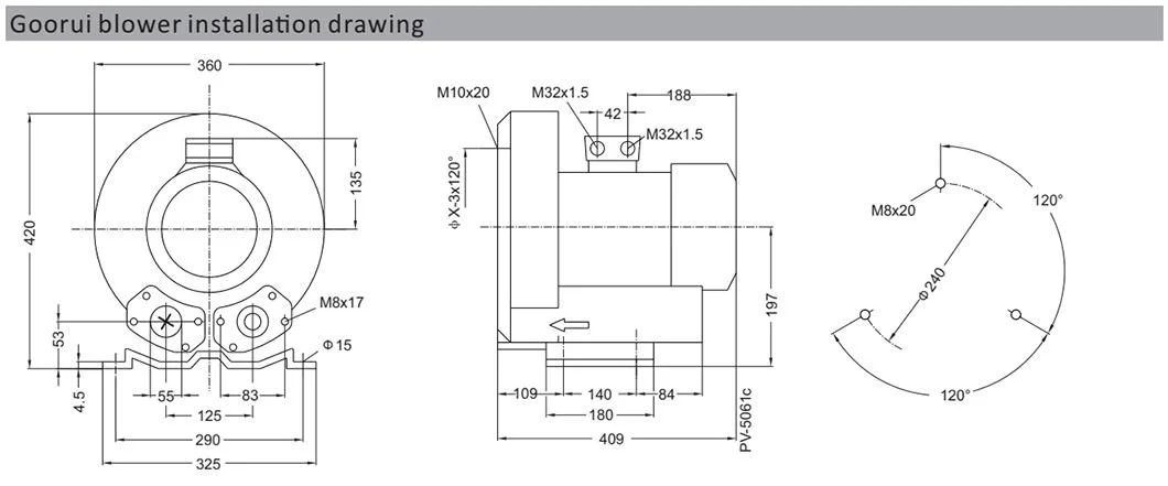 4kw Electric Vacuum Pump Side Channel Blowers for Pneumatic Conveying (coffee roasting machine)